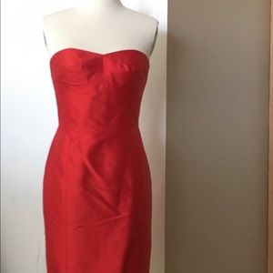 Lauren Ralph Lauren red silk strapless dress